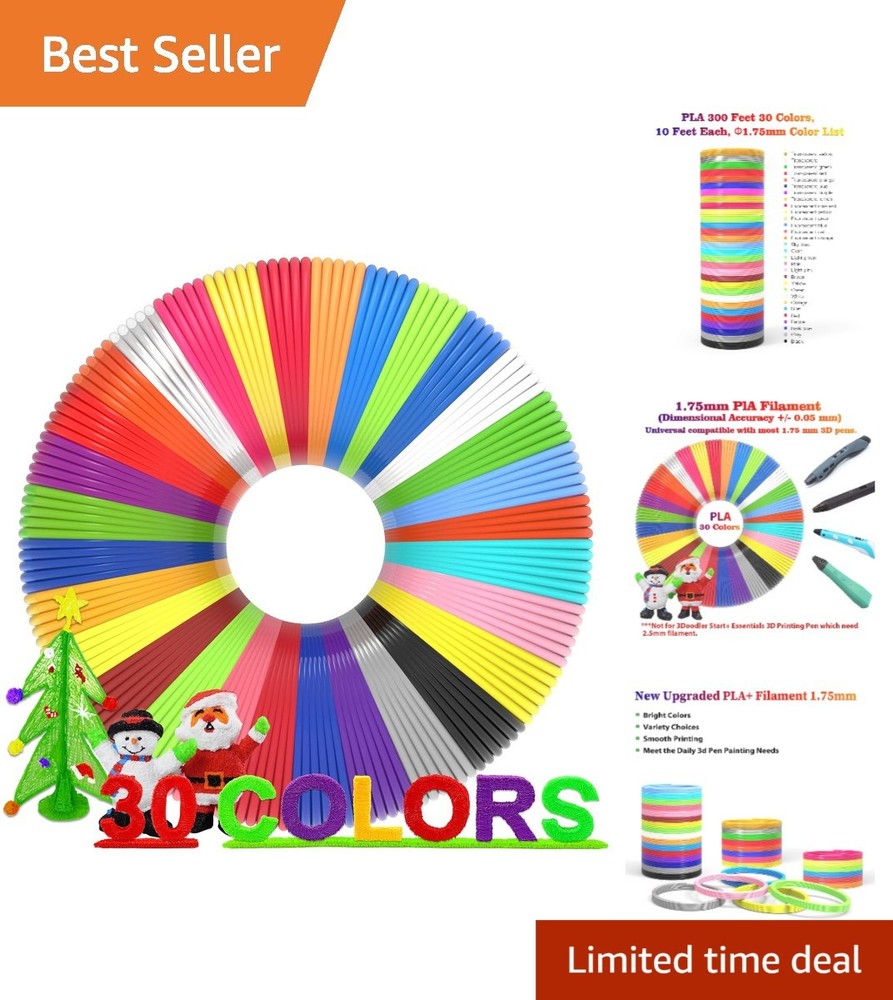 30 Color 3D Pen Filament Set with 250 Stencils for Creative Projects