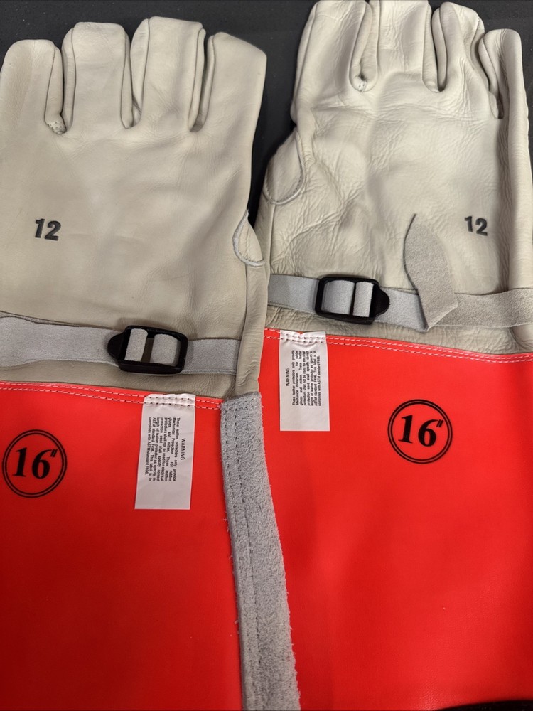 2 Pair Size 12 Electrical-Insulating Glove Protectors, Cowhide, 15" Length,