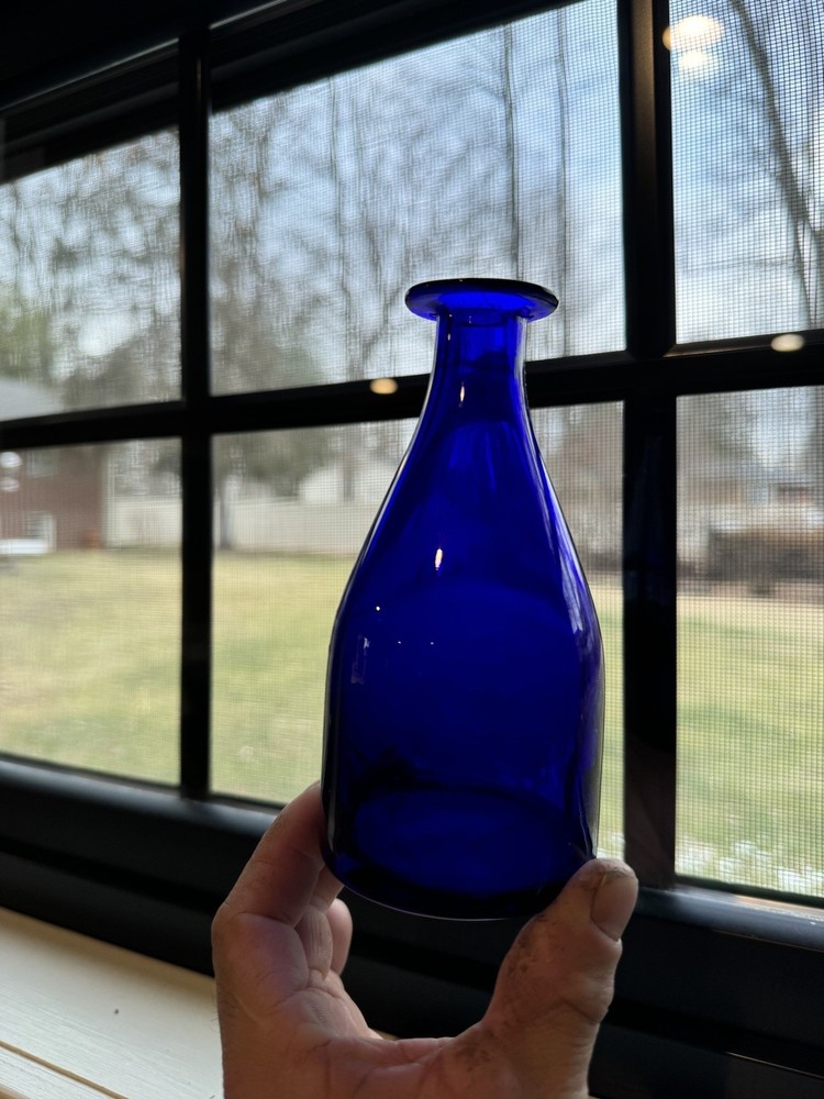 Beautiful Deep Pretty Cobalt Blue Pontiled Cork Top Bottle Nice Display Piece