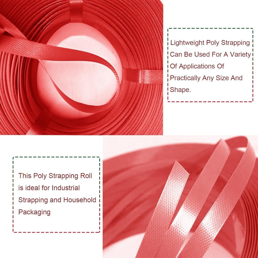 1/2" x 500' Red Polypropylene Strapping Kit with 100 Buckles - Secure Packaging