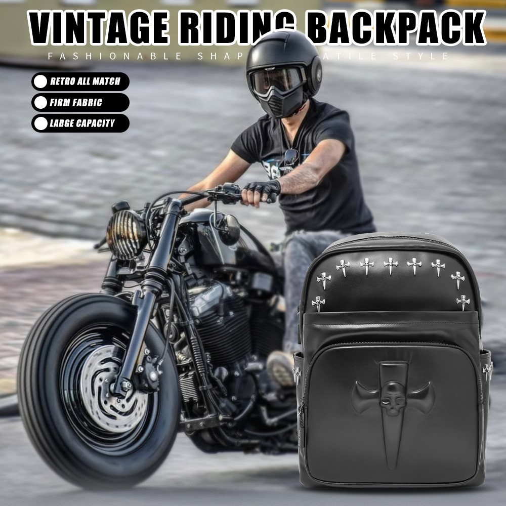 PU leather Multi-Functional Waterproof Motorcycle Backpack Travel Bag