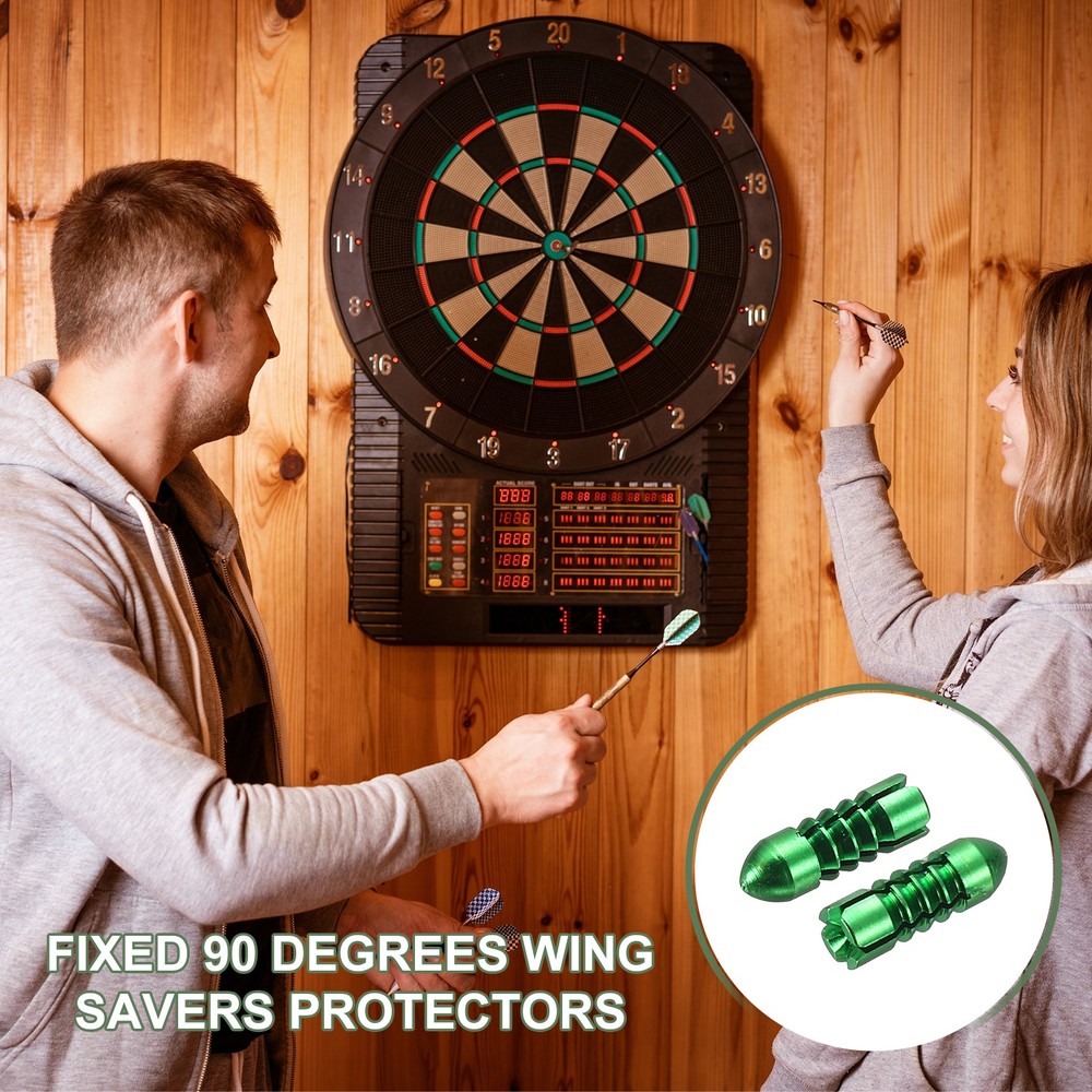 9 Pcs Dart Flight Protectors Fixed 90 Degrees Wing Savers Protects, Green