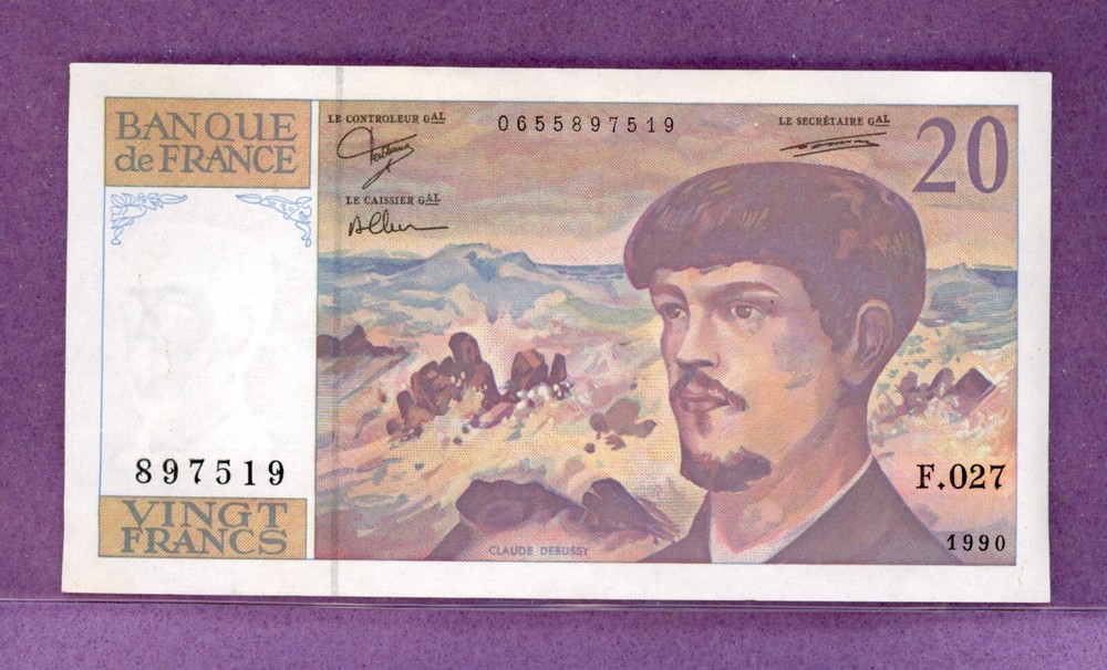 FRANCE ~ 1990 ~ 20 FRANCS NOTE ~ AU