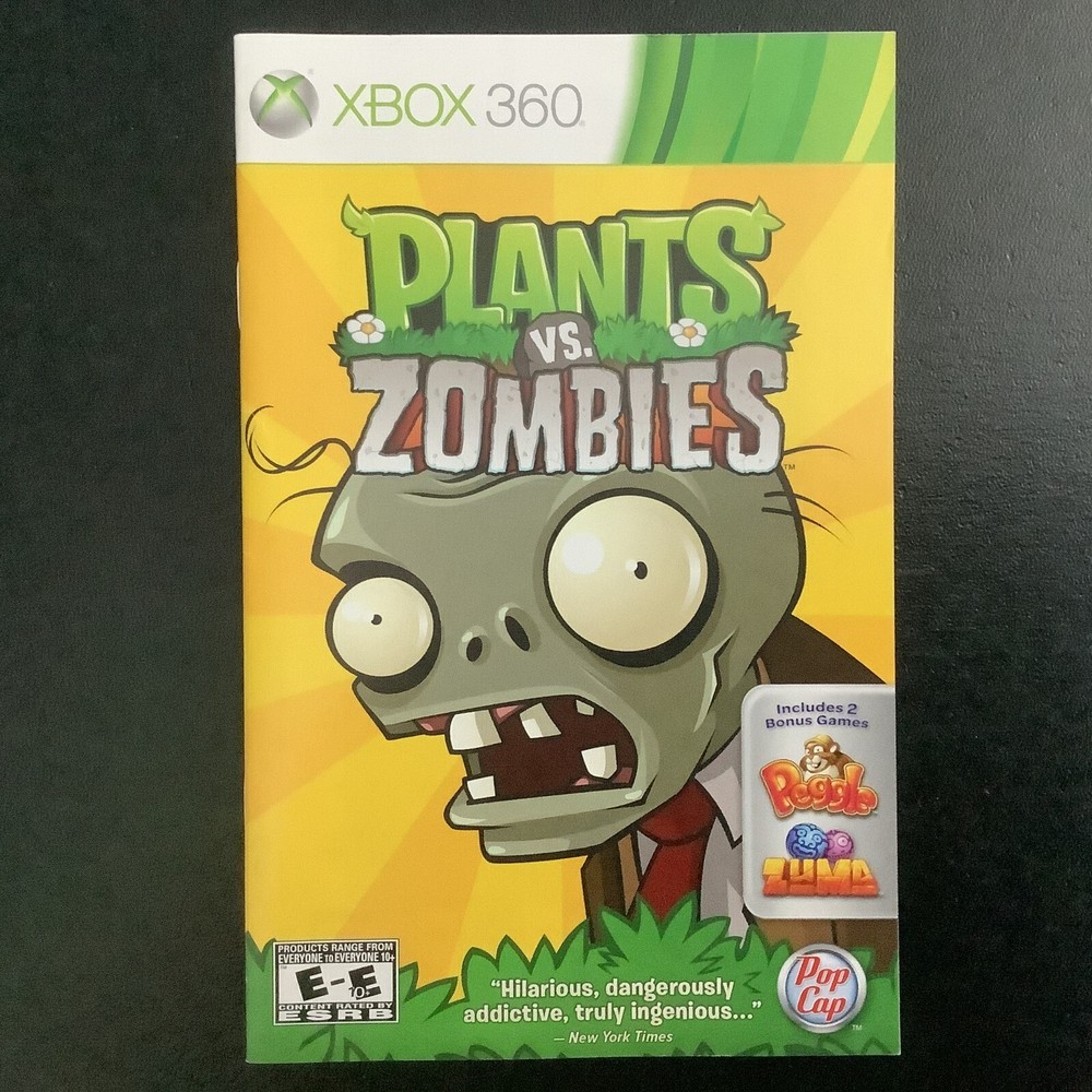 Plants vs. Zombies Microsoft Xbox 360 Instruction Manual Only
