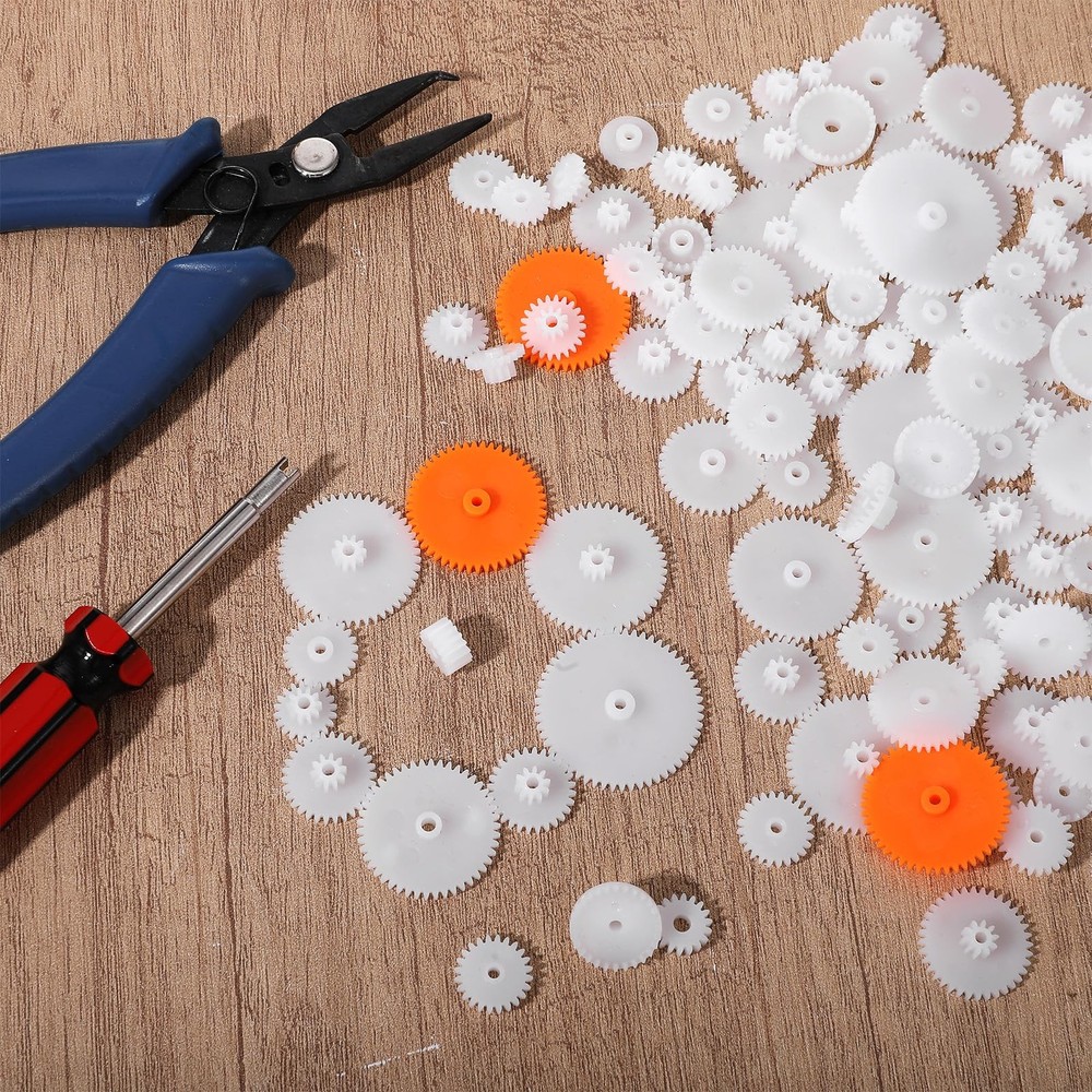 200PCS White Plastic Gears Module 0.5 Plastic Single Gear Spindle Small Motor...