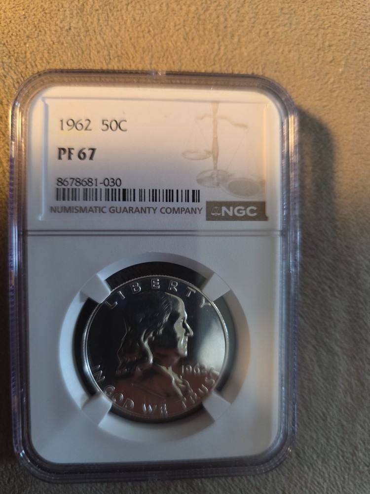 1962 FRANKLIN HALF DOLLAR NGC PF-67 - PROOF- CERTIFIED - 50C