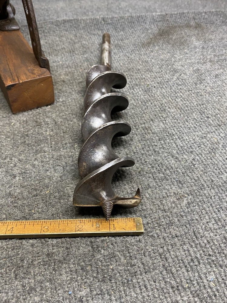 Antique James Swan Co Boring Machine Barn Beam Post Auger Drill With 2” Bit