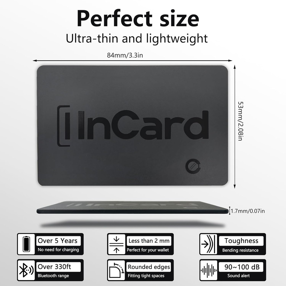 Ultra-Thin Air Tag 0.07In Wallet Tracker (Both Ios and Android) IP68 Bluetooth G