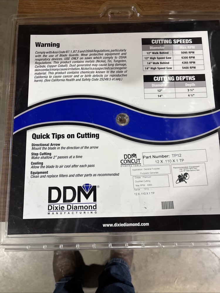 DDM Concut 12” Diamond Tools TP12