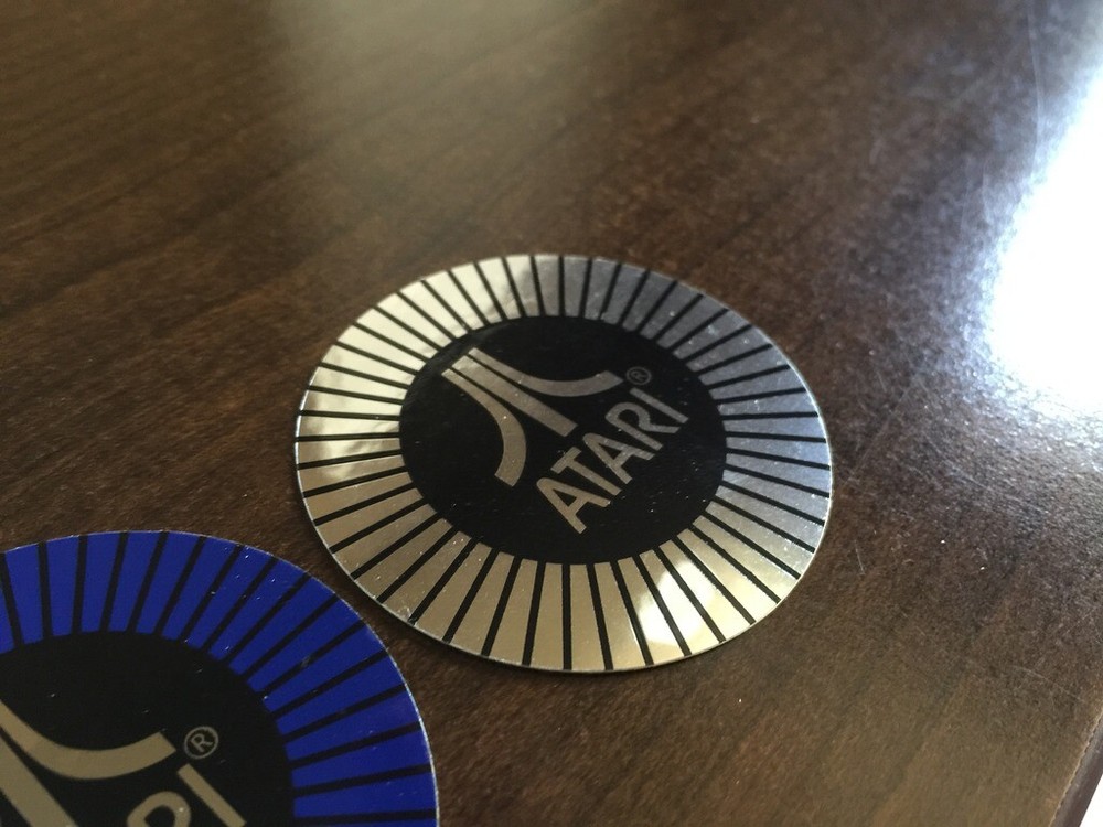 Atari Arcade Steering Wheel Center Decal Sticker - Pole Position - Chrome Silver