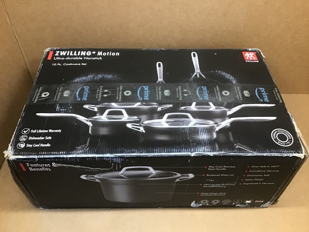 ZWILLING Motion Nonstick Hard-Anodized 10-Piece Cookware Set in Grey