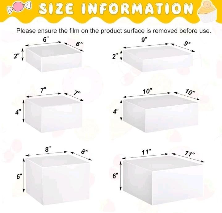 6Pc Set Buffet Riser Cube Display Nesting Risers for Buffet Birthday Party 6-11"