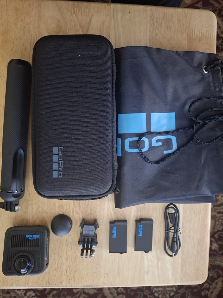 GoPro Camera Accessory Bundle - Batteries, Mount, Case, Cable, Handle, Black