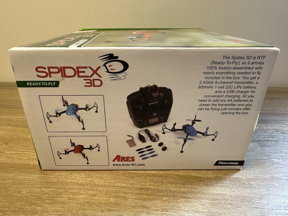 Spidex 3D RTF Micro Quad Drone Blue Ares RC Powers On Untested