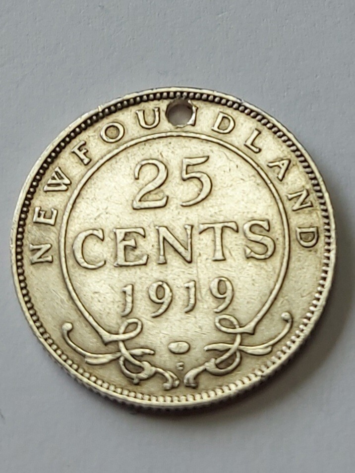 1919 Newfoundland 25 Cents Silver Coin