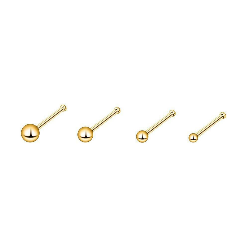 4PCS Pin Shaped Nose Stud 20G Tiny Ball Surgical Steel Nose Ring Bone Studs Set