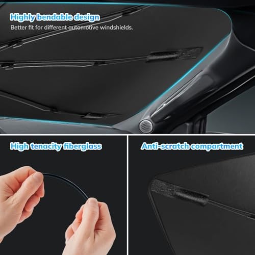 [2025 Latest] Car Windshield Sunshade Umbrella - Double-Layer Design, 61"x33"