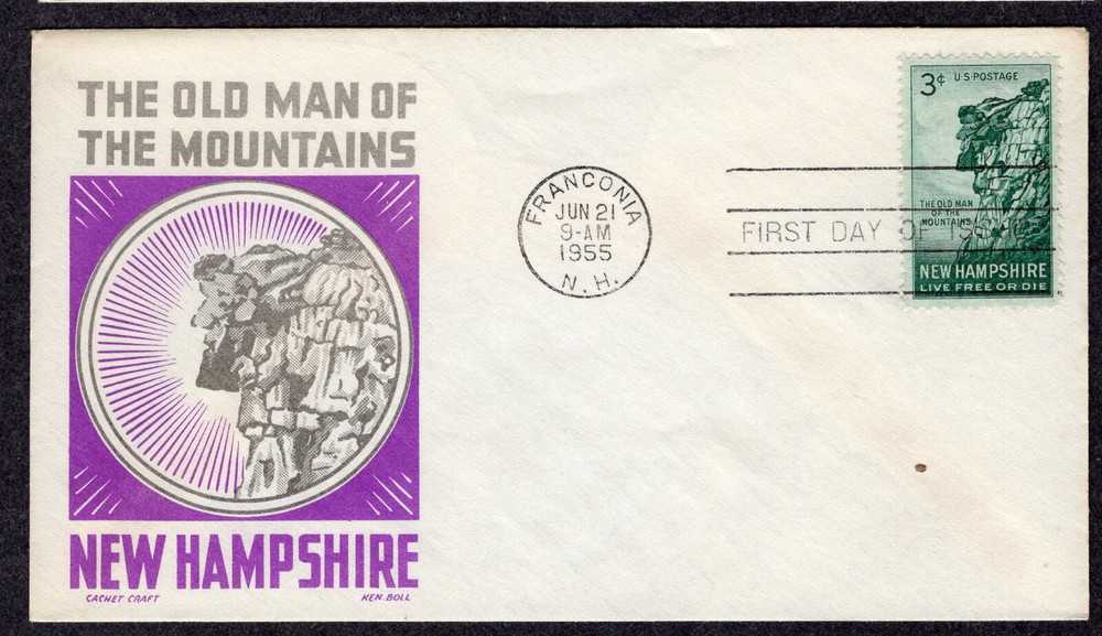 1955 NH's Great Stone Face (Scott 1068) - Cachet Craft FDC NP123