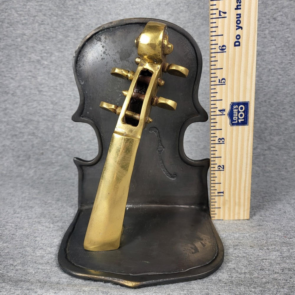 1 Book End Solid Brass Music Instrument String Violin Cello 7" (ONLY ONE) MCM