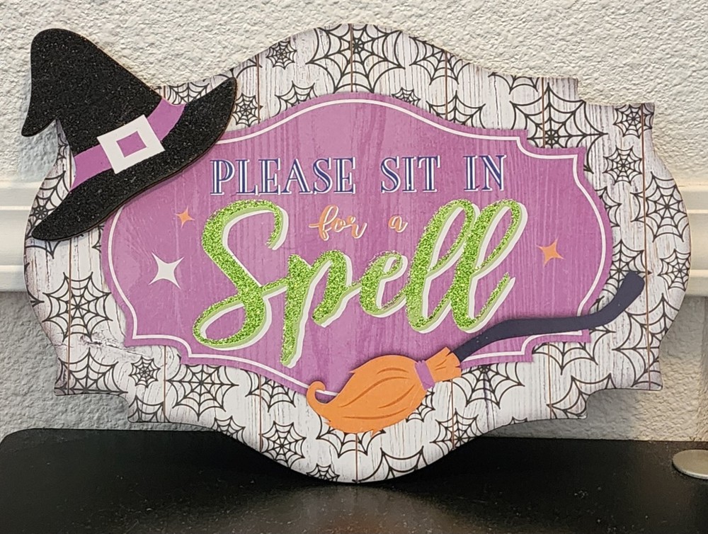 Halloween Hanging Witch Spell Sign