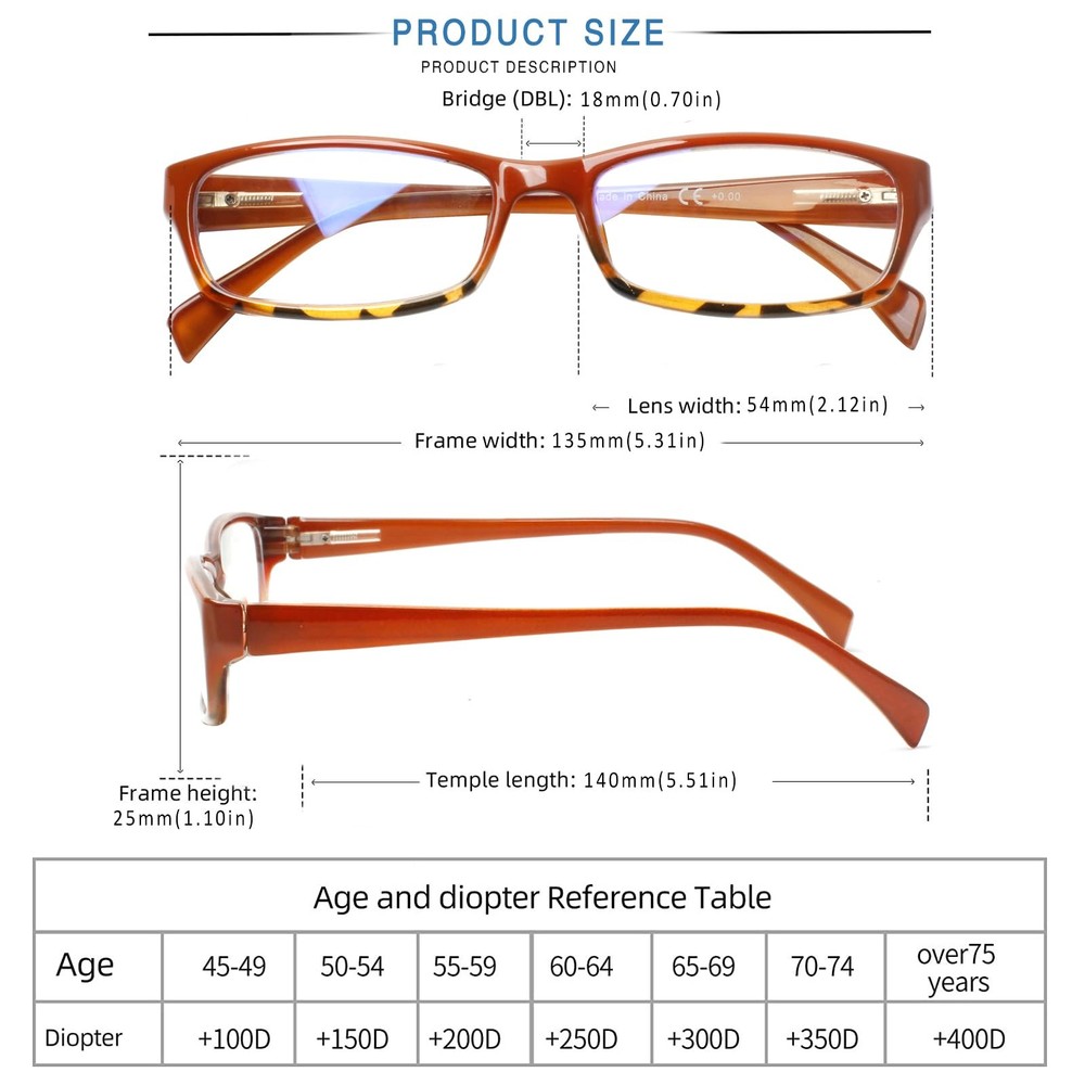 Henotin 5-Pack Blue Light Blocking Reading Glasses Anti-Eyestrain Computer Reade