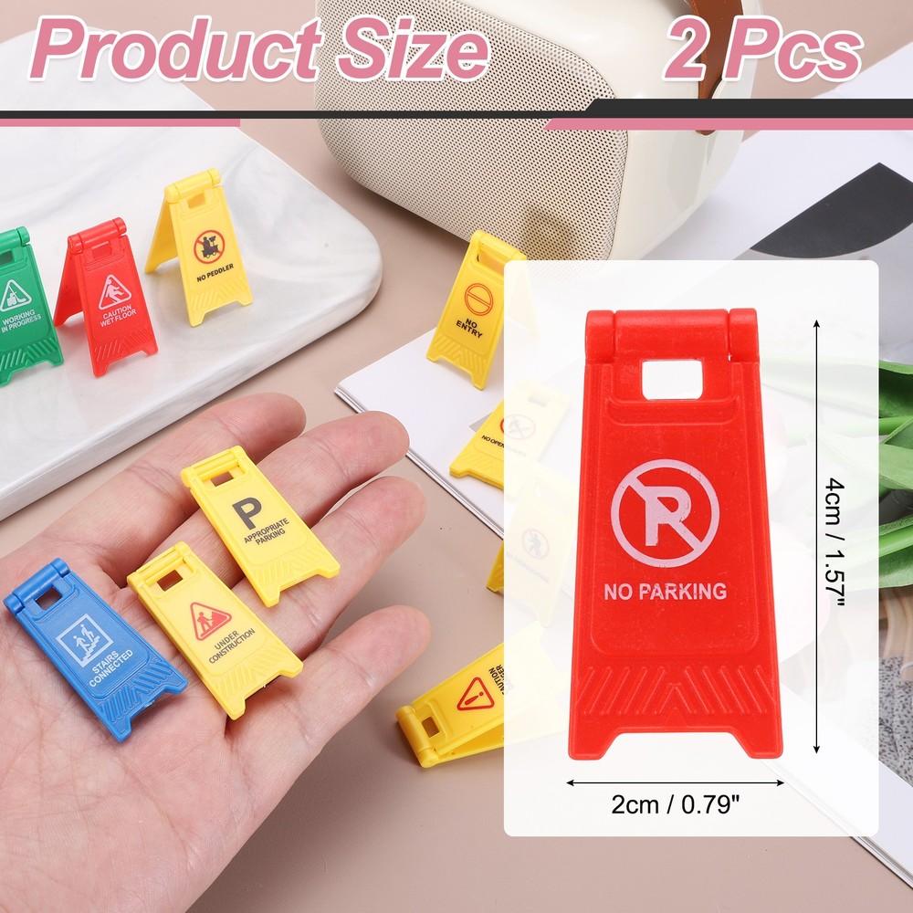 Miniature Warning Sign, Warning Signs (Red, 8pcs)
