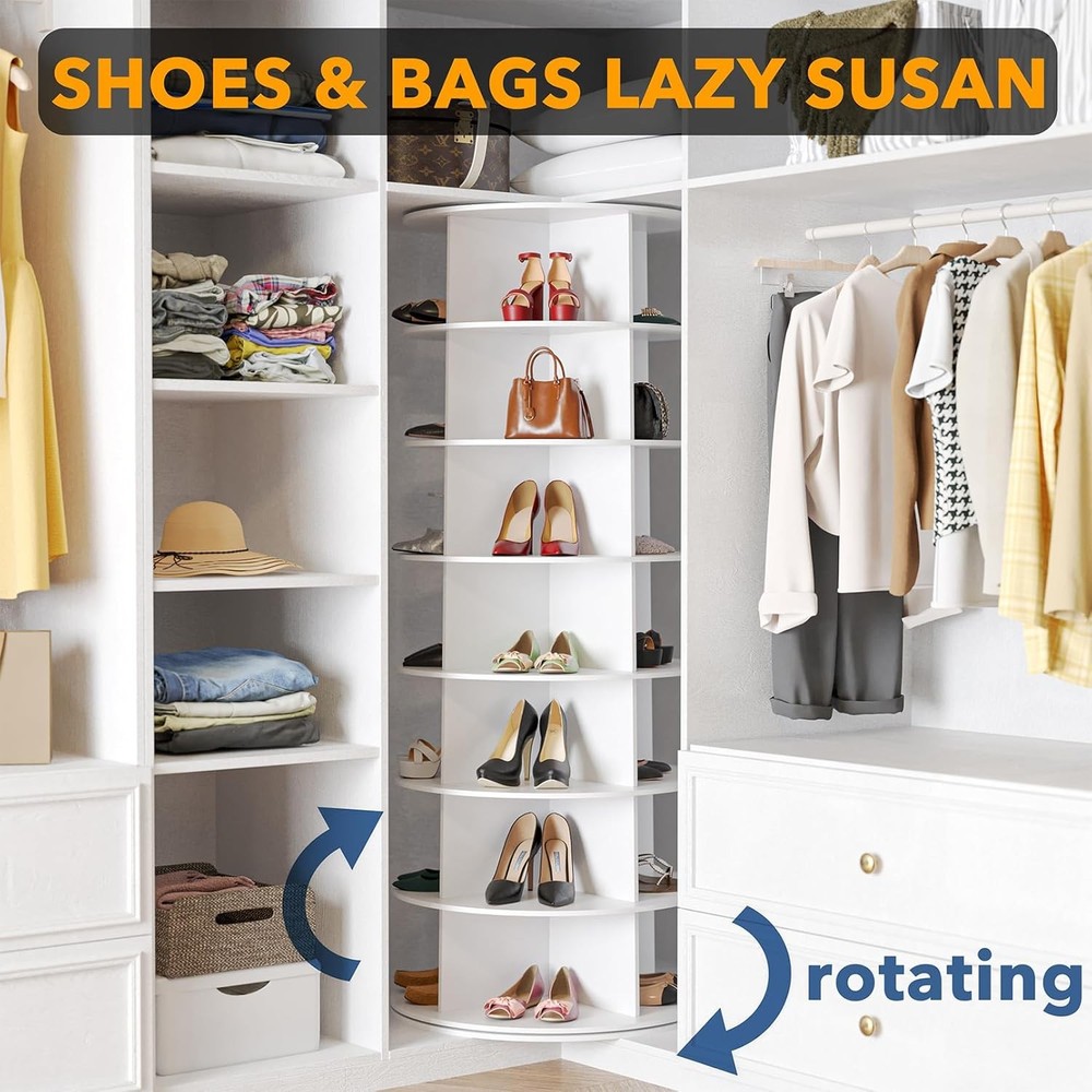 7 Tier Rotating Shoe Rack Tower White