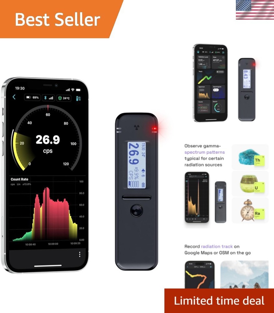 Compact Smart Geiger Counter - Isotope Detection with Real-Time Mapping Features