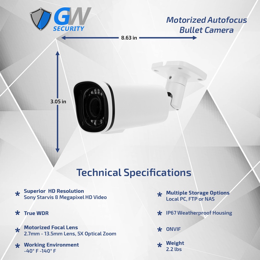 MXStar 4K 5X Motorized Zoom Autofocus Bullet Security Camera