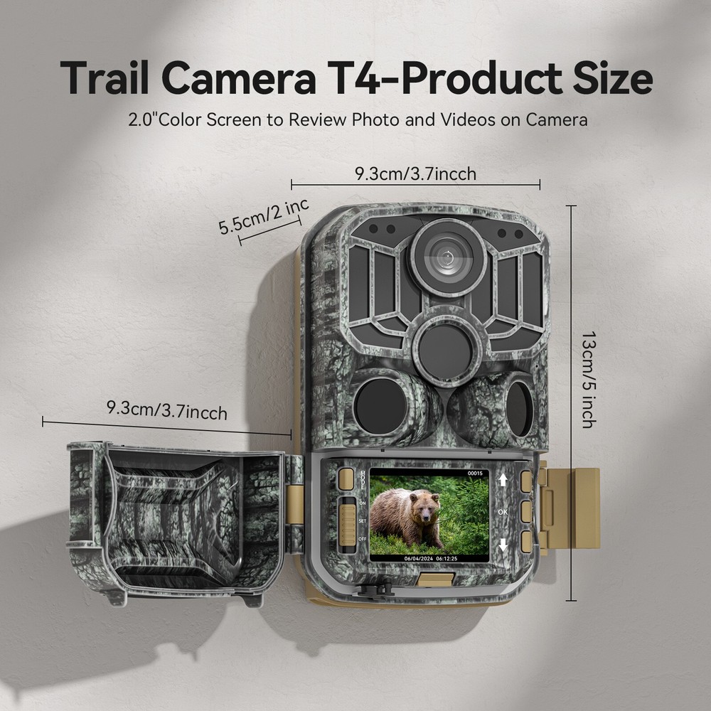 Trail Camera 48MP WiFi Bluetooth Night Vision Motion Activated Waterproof 32G
