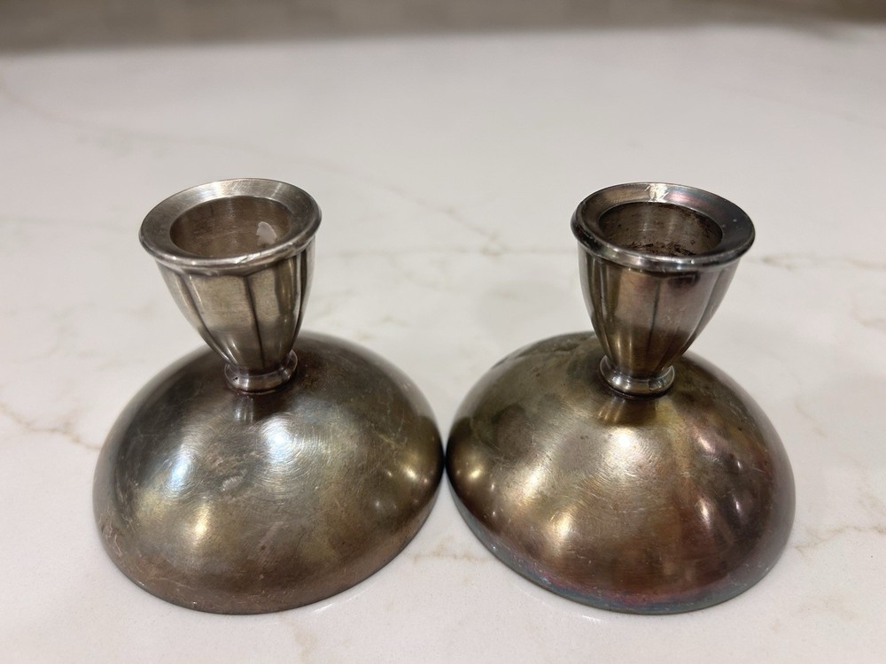 Art Deco-Style Silverplate Candlestick Holders by Oneida Silversmiths