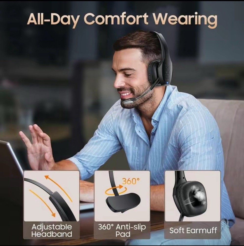 Trucker Bluetooth Headset, Wireless Headset with Mic, Bluetooth Headsets