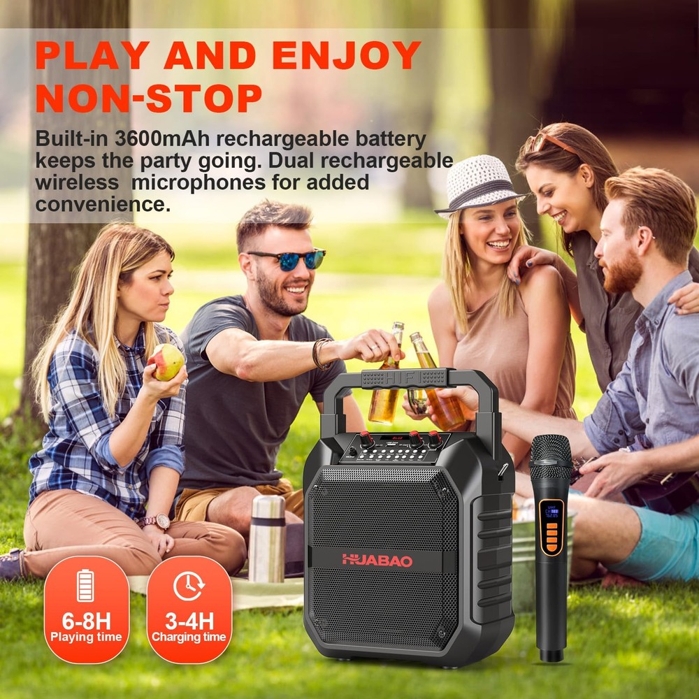 Karaoke Machine, Portable Bluetooth Speaker with Wireless Microphone for Adul...