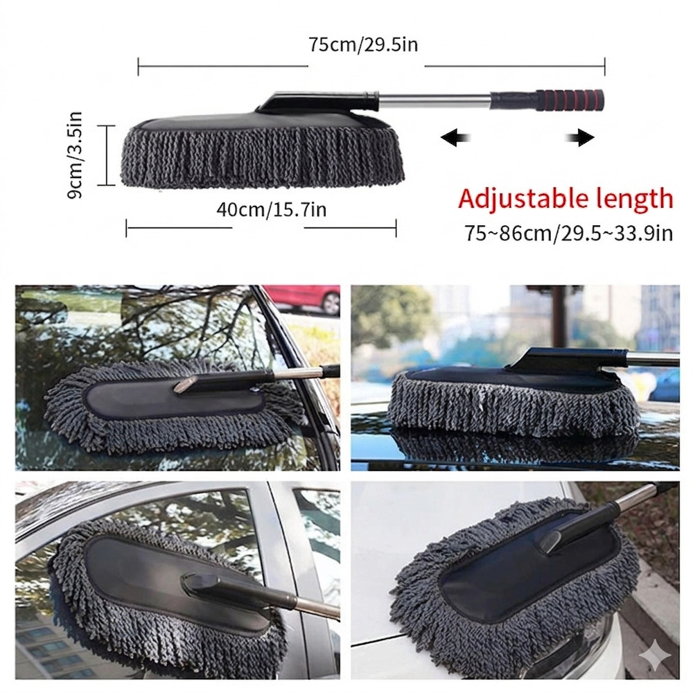 Car Cleaning Duster Microfiber Large Home Wax Treated Plastic Handle Brush