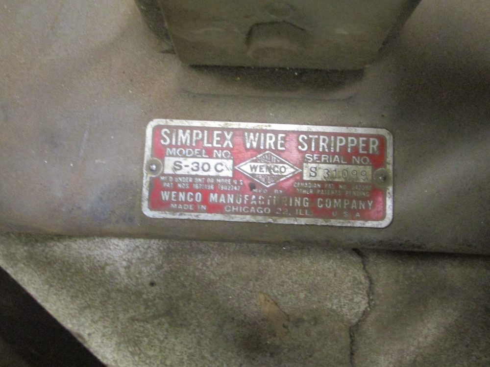 Wenco Simplex S30C Battery Cable Multi Conductor Wire Stripper Stripping Machine