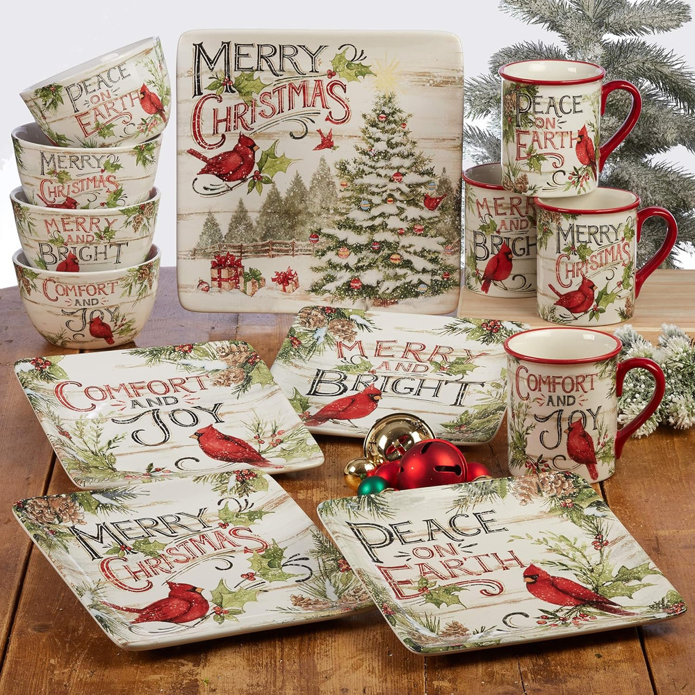 Evergreen Christmas Rectangular Platter 16".,
