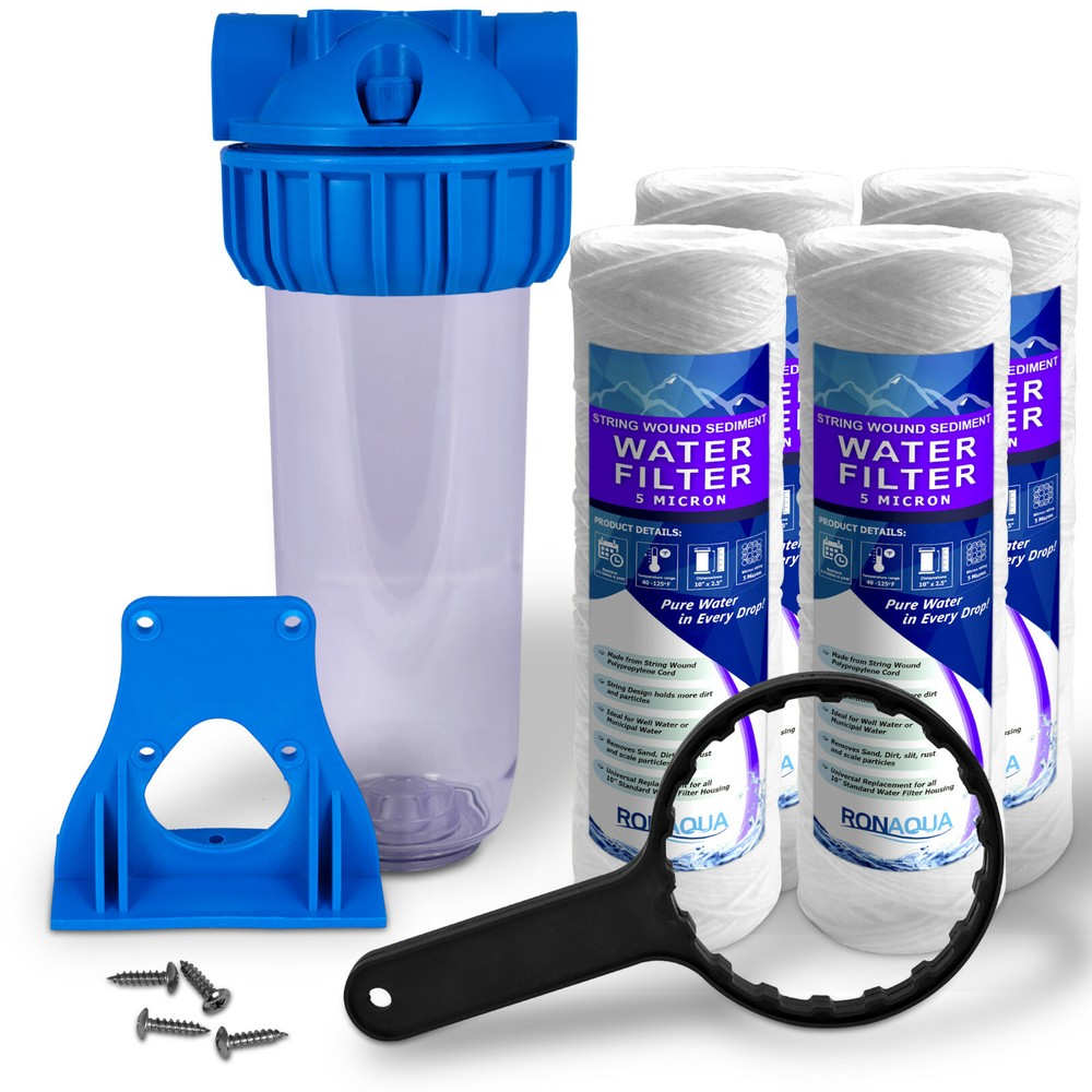 10" Clear Standard Whole House Water Filter System Wound Spring Sediment Filter