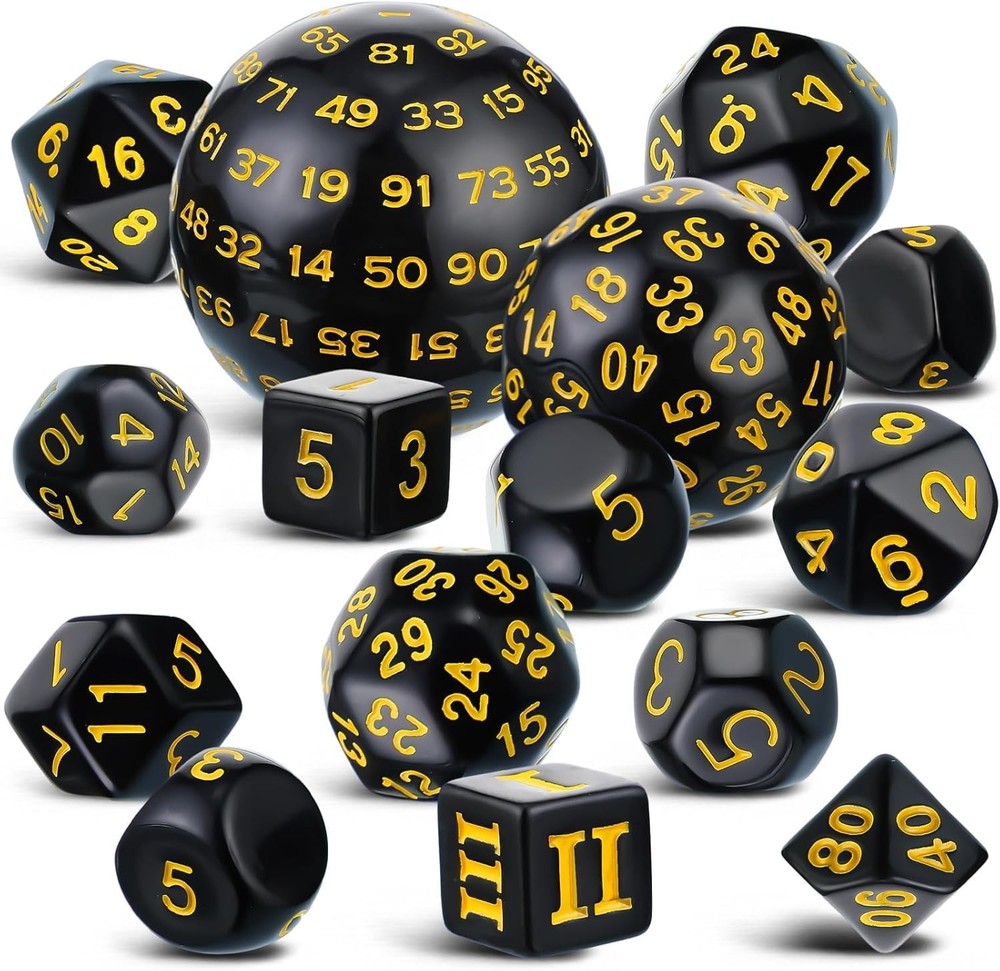 Civaner 15 Pcs Complete Polyhedral Dice Set D3-D100 Spherical RPG Dice Set in