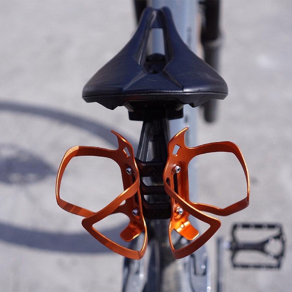Dual Bottle Cage Holder with Saddle Straps