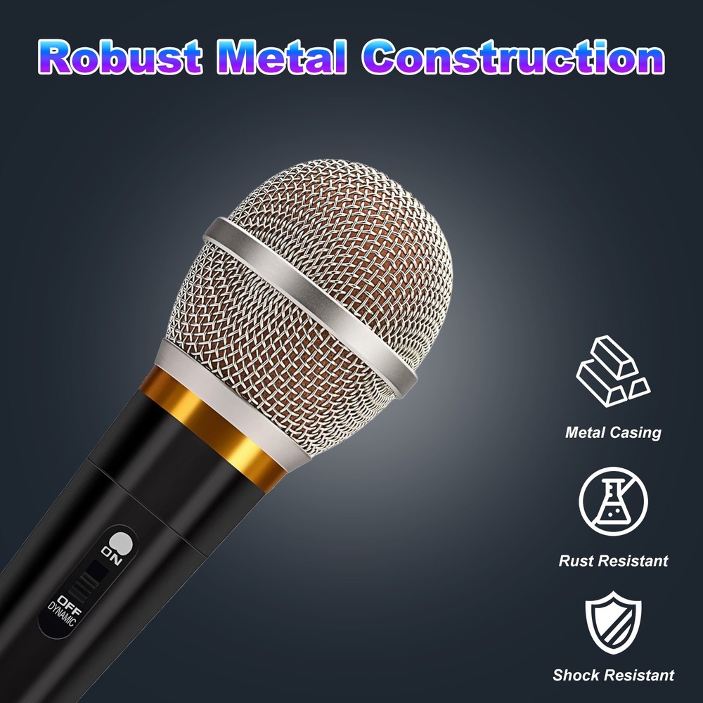 Handheld Dynamic Microphone With On/Off Switch 13ft Detachable XLR Cable