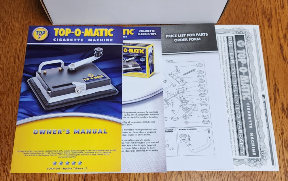 Top O Matic Cigarette Machine Makes King Size And 100MM Works
