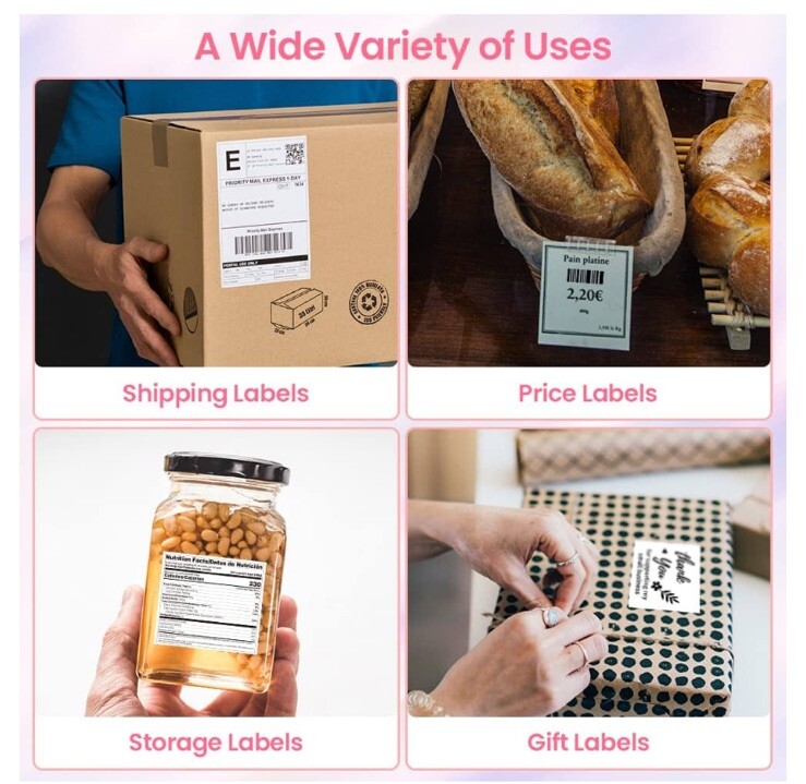 Logistics Label Printer PM-241-BT Pink White NEW Bluetooth