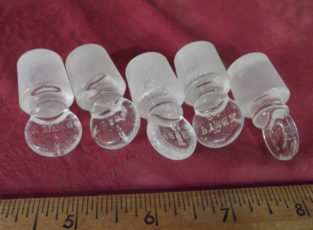 lot 5 Pyrex # 19 Penny Head Ground Glass Stoppers