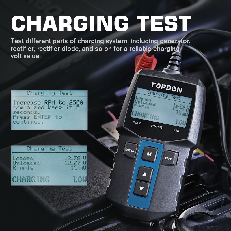 🔥TOPDON BT100 12V Battery Tester Charging Cranking System Analyzer 100-2000CCA