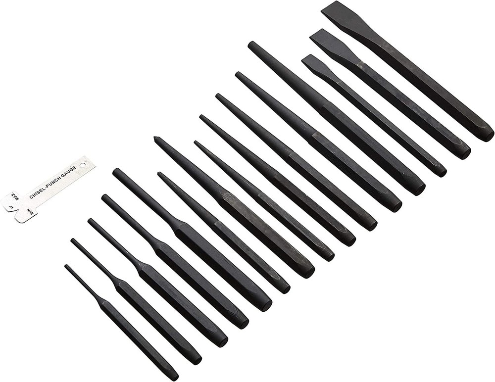 Amazon Basics 16-Piece Chrome Vanadium Steel Punch and Small, Medium, Large