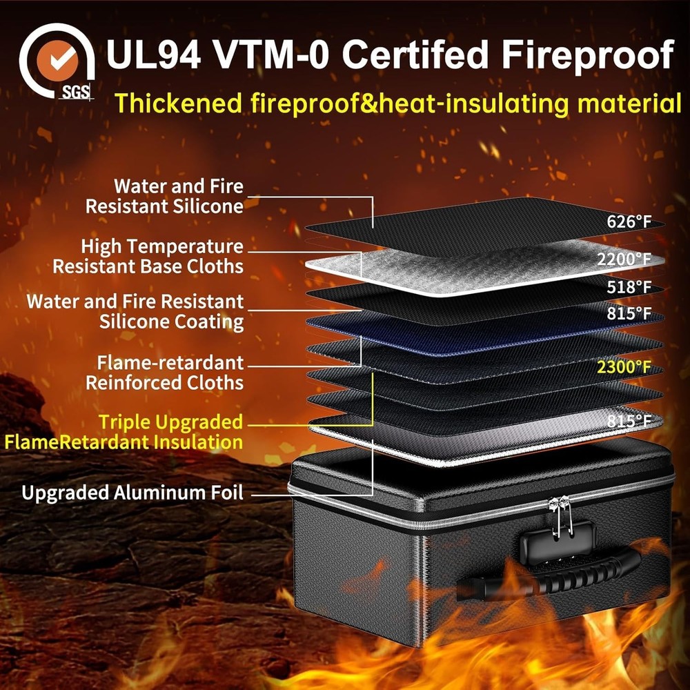 Advanced Fireproof Box for Documents & Valuables - Water-Resistant & Lightweight