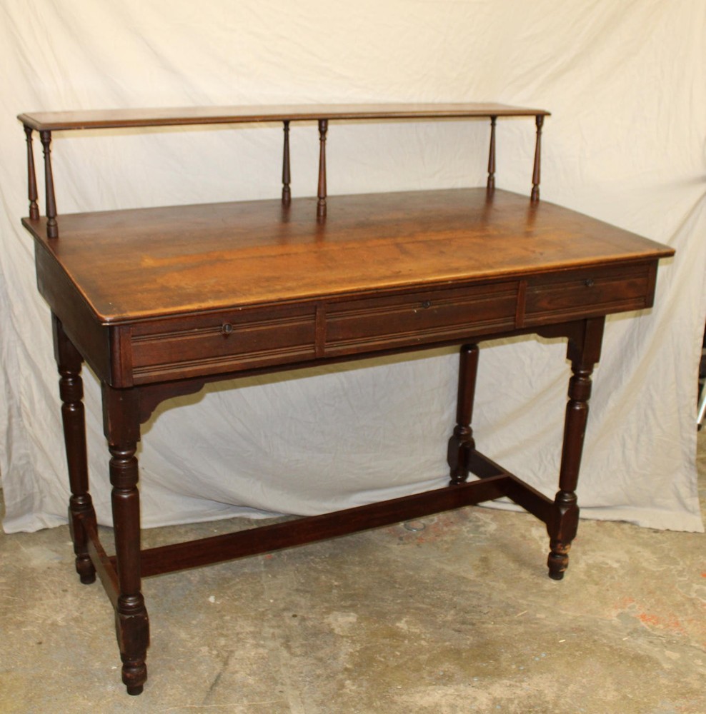 Antique Oak Standing Desk with Shelf