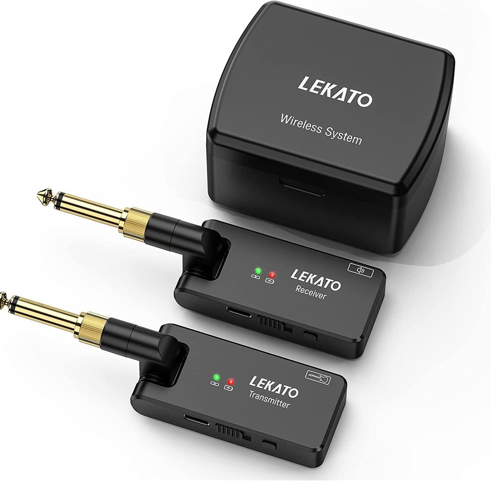 Lekato WS-100 2.4GHz Wireless Guitar System Transmitter Receiver + Charging Box