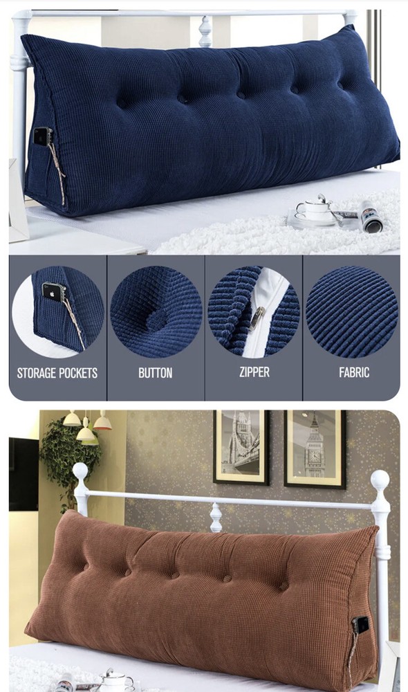 WOWMAX Soft Headboard Triangular Wedge Reading Pillow Daybed Backrest Cushion