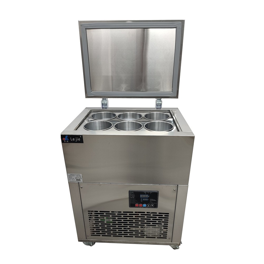 Automatic 6 Buckets Snow Ice Machine Cylindrical Ice Block Making Machine Ice B